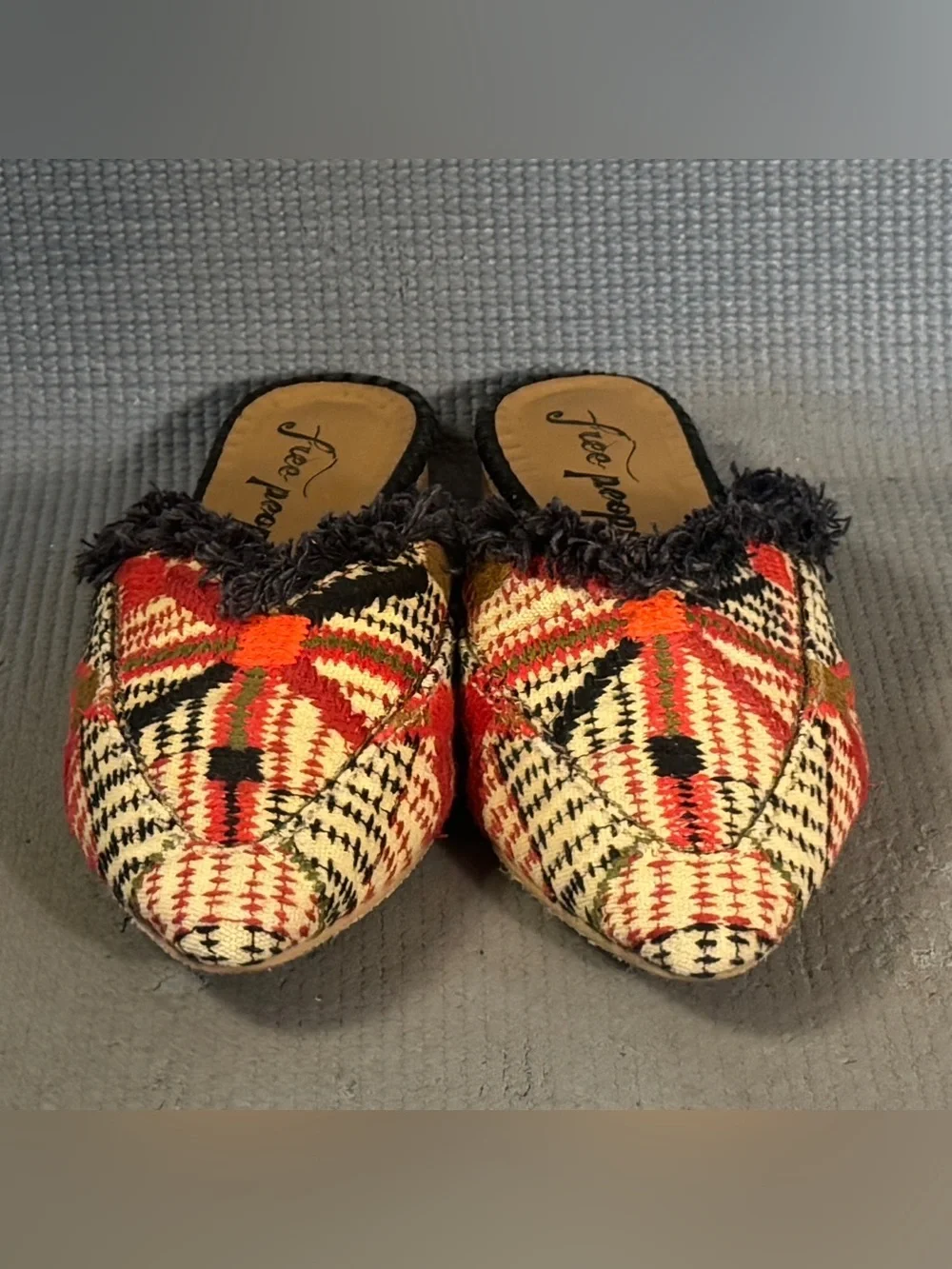 Free People Patterned New Port Fringe Flat Mules Women’s Size 6.5 US EU 37